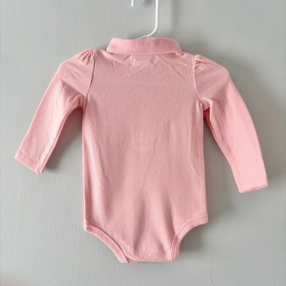 Ralph Lauren NWOT Baby Girl Onesie Ruffled One-Piece Snap Closure Henley Soft